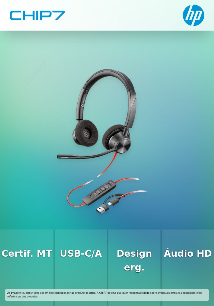 HP Poly Blackwire 3320 Stereo Microsoft Teams Certified USB-C Headset +USB-C/A Adapter