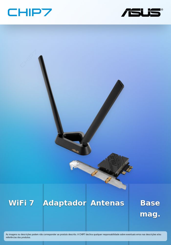 ASUS PCE-BE92BT WiFi 7 PCI-E Adapter with 2 external antennas and magnetized base