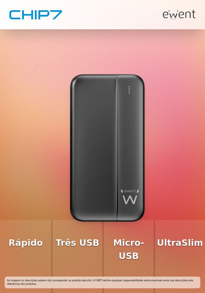 EWENT POWERBANK SLIM 10000MAH 22.5W BLACK