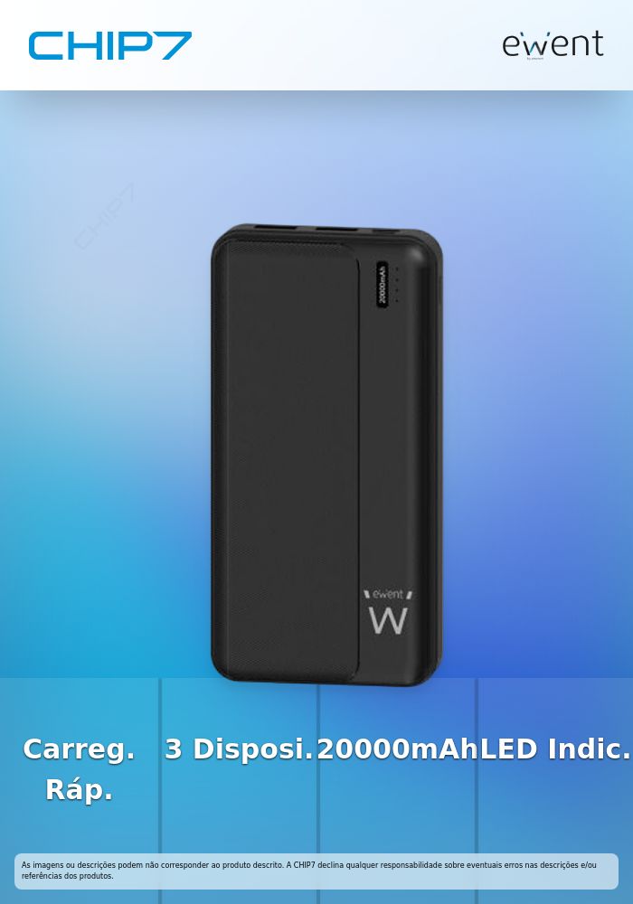 EWENT POWERBANK SLIM 20000MAH 22.5W BLACK