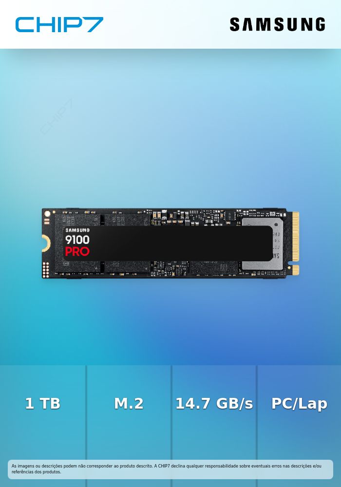Samsung 9100 PRO MZ-VAP1T0 - SSD - encriptado - 1 TB - interna - M.2 2280 - PCI Express 5.0 x4 (NVMe) - 256-bits AES - TCG Opal Encryption 2.0 - preto