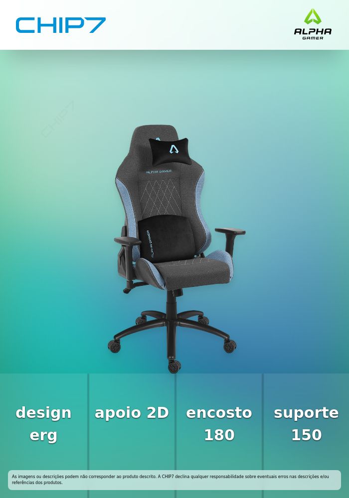 Alpha Gamer Gaia Dark Grey / Blue V2 - Cadeira gaming