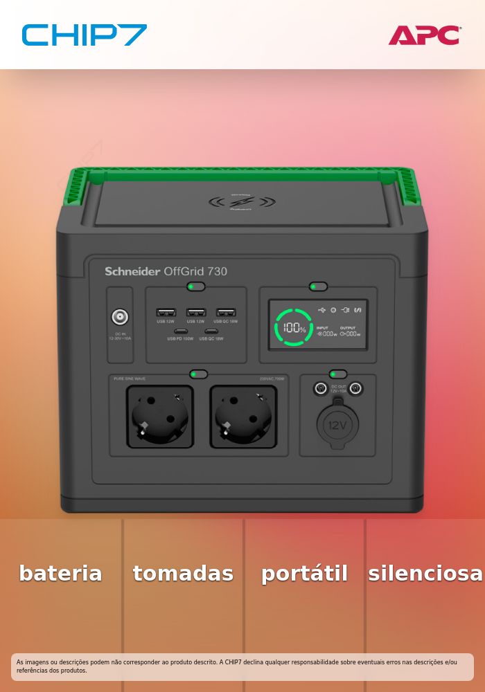 APC OFFGRID PORTABLE POMER STATION 730 738WH LITHIUM-ION 2 SCHUCKO SINEWAVE
