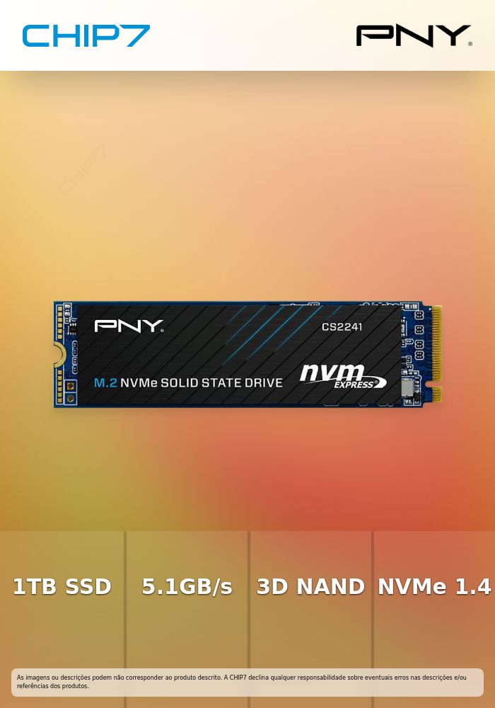 SSD PNY CS2241 1TB Gen4 M.2 NVMe (5100/3200MB/s)