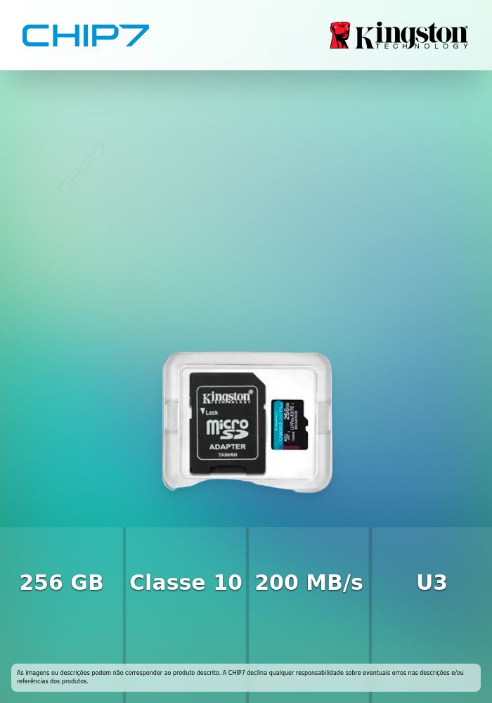 KINGSTON SD CARD 256GB MICRO SDXC CANVAS GO PLUS GEN4 200MB/s A2 U3 V30 C/ADAP