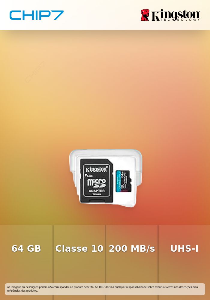 KINGSTON SD CARD 64GB MICRO SDXC CANVAS GO PLUS GEN4 200MB/s A2 U3 V30 C/ADAP