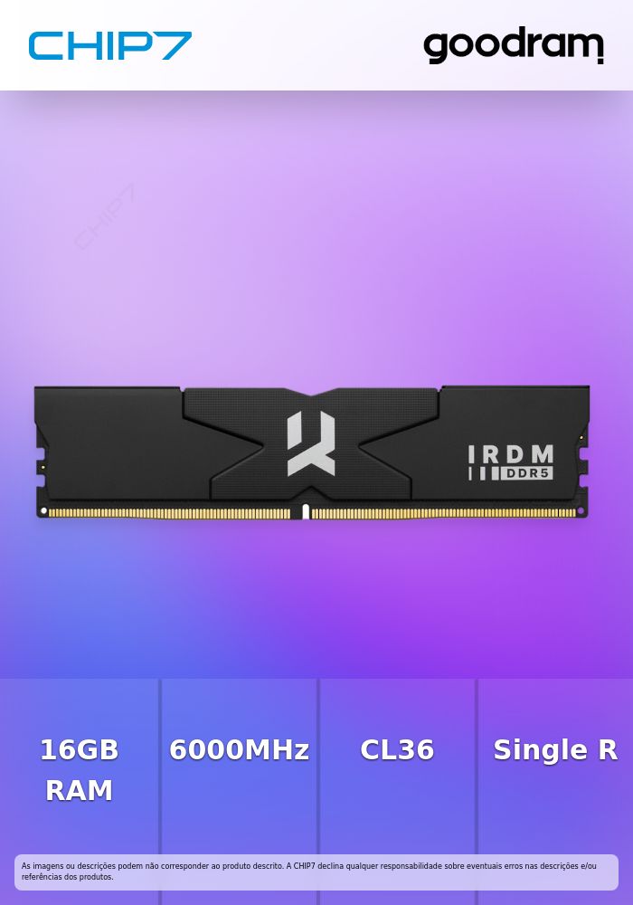 Memória RAM Goodram 16GB DDR5 6000MHz CL36 SR DIMM Black V Silver