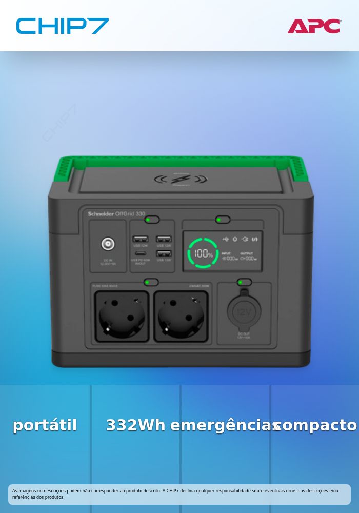 APC Schneider OffGrid Portable Power Station 330 332Wh Lithium-ion 2 Schuko Sinewave