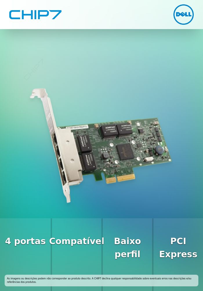 Broadcom 5719 - Kit de Cliente - adaptador de rede - PCIe baixo perfil - Gigabit Ethernet x 4 - para PowerEdge R6615, R6625, R7615, R7625