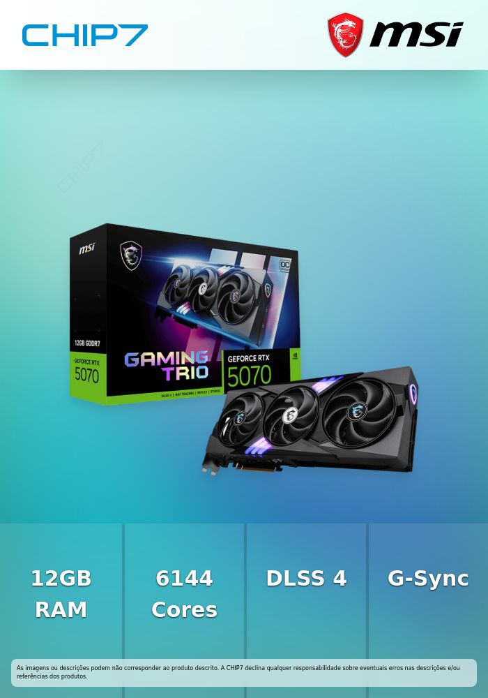 Placa Gráfica MSI NVIDIA Geforce RTX 5070 12GB GAMING TRIO OC