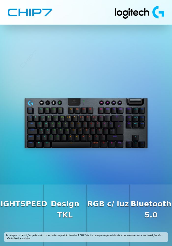 Logitech G G915 X - Teclado - LIGHTSPEED - TKL - luz traseira - sem fios - Bluetooth 5.0, 2.4 GHz, USB - QWERTY - Padrão internacional americano - interruptor: GL Tactile - preto
