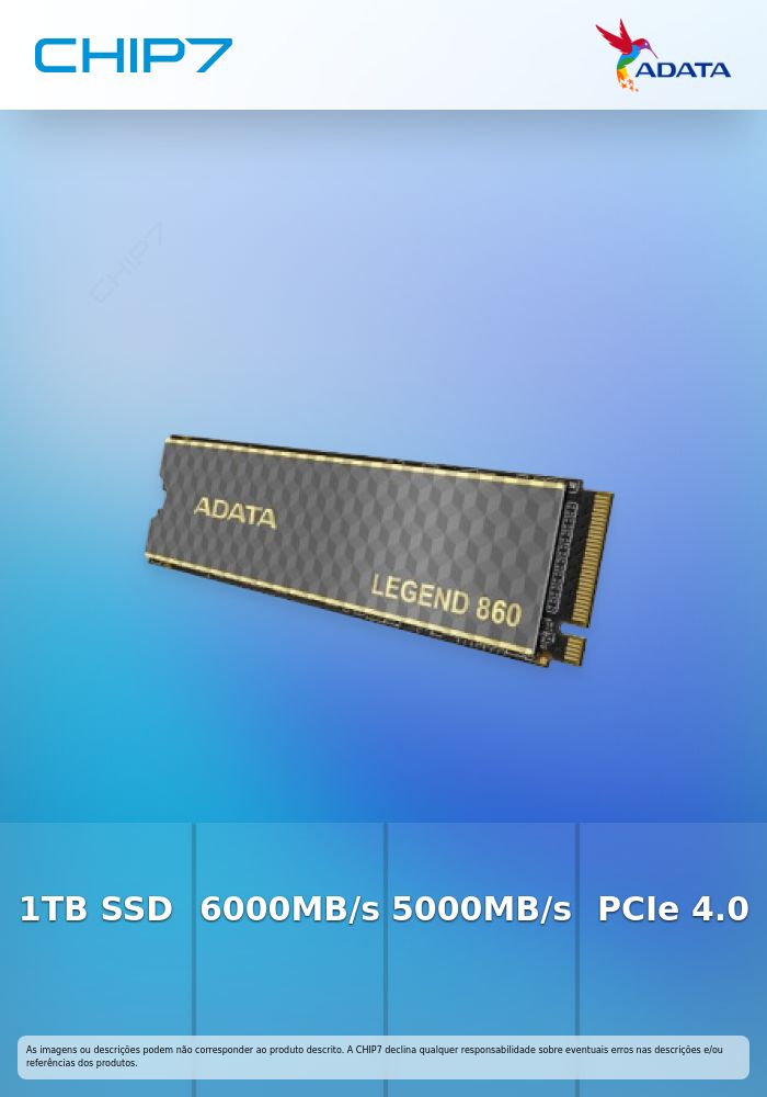 DISCO M.2 PCIEX4 2280 SSD ADATA LEGEND 860 1TB 6000/4000MB