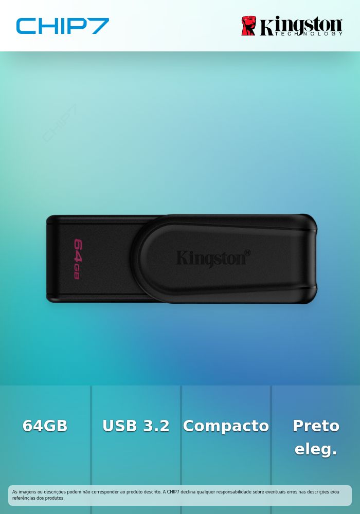 64GB Portable USB 3.2 Gen 1 DataTraveler Exodia S (Black/Black)