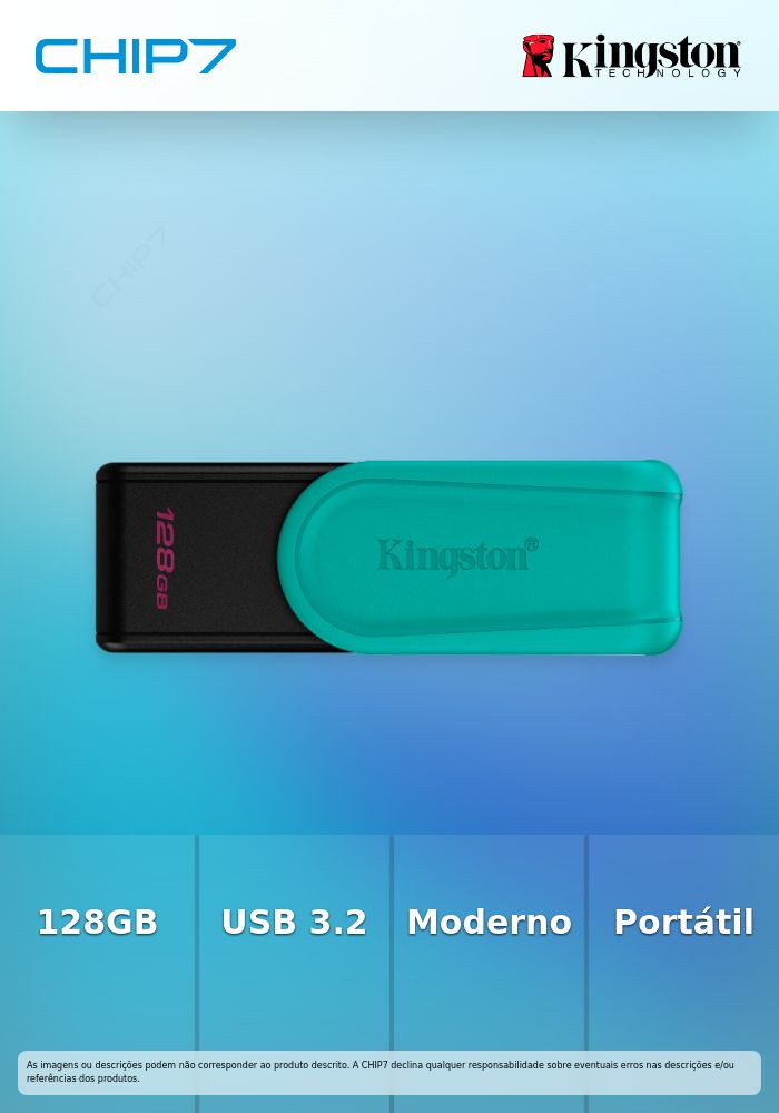 128GB Portable USB 3.2 Gen 1 DataTraveler Exodia S (Black/Turquoise)