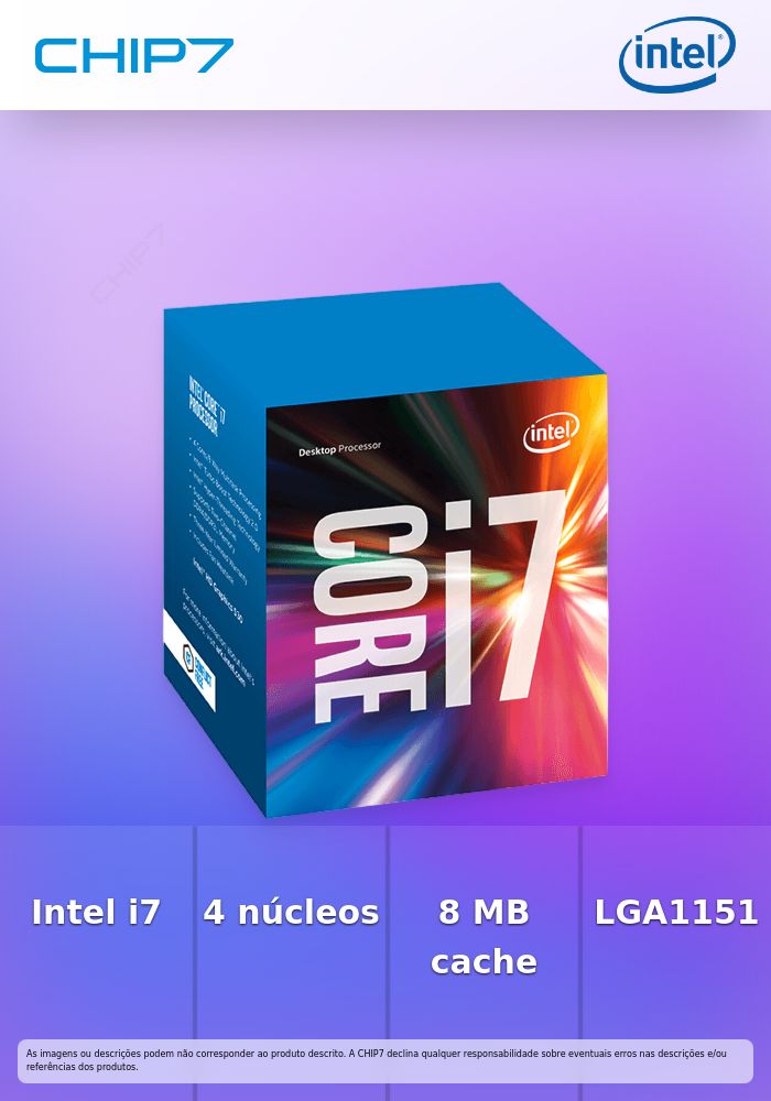 Intel Core i7 7700 - 3.6 GHz - 4 cores - 8 threads - 8 MB cache