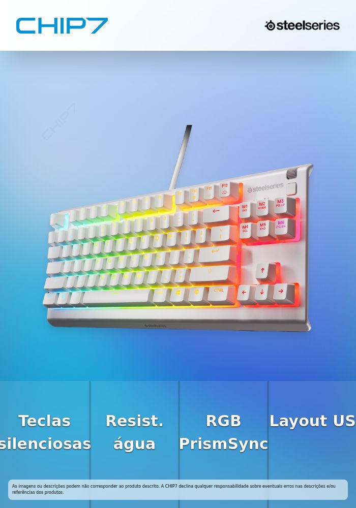 Teclado SteelSeries Apex 3 TKL Layout US Branco