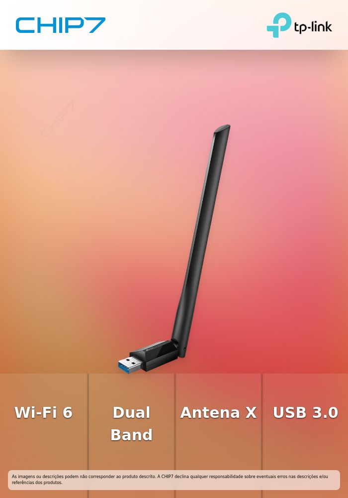 AX1800 High Gain Dual Band Wi-Fi 6 USB Adapter - 1× High Gain External Antenna, USB 3.0