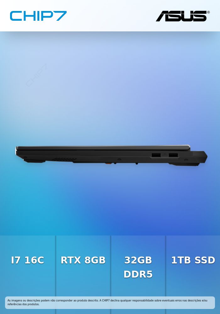 Portátil ASUS - Intel I7 14650HX / RTX 5060 8GB / 32GB DDR5 / 1TB / 16
