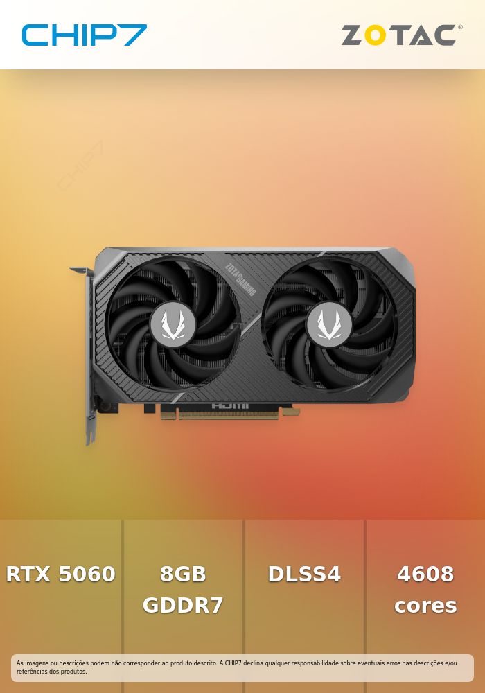 Gráfica ZOTAC GeForce® RTX 5060 Ti Twin Edge 8GB GDDR7 DLSS4