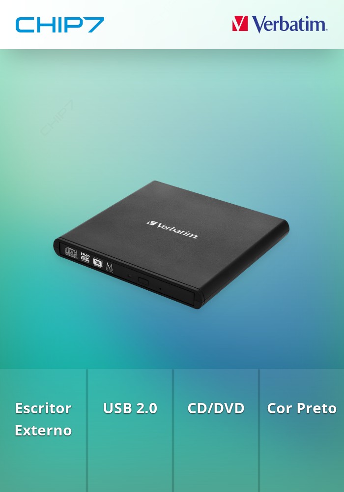 VERBATIM GRAVADOR DVD SLIM EXTERNO USB BLACK
