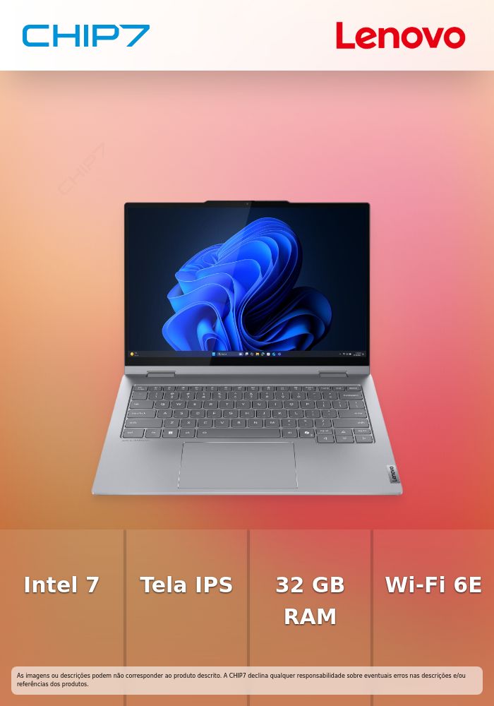 Lenovo ThinkBook 14 2-in-1 G5 IAU 21SQ - Design invertido - Intel Core Ultra 7 - 255U / até 5.2 GHz - Win 11 Pro - Intel Graphics - 32 GB RAM - 512 GB SSD NVMe - 14