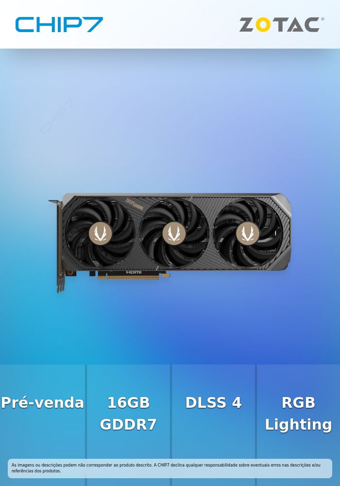 Placa Gráfica ZOTAC Gaming RTX 5080 16GB GDDR7 SOLID CORE - ZT-B50800D2-10P
