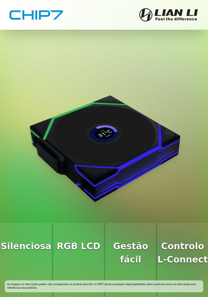 Ventoinha Lian Li UNI FAN TL120 LCD Wireless RGB Reverse PWM Preto 120mm