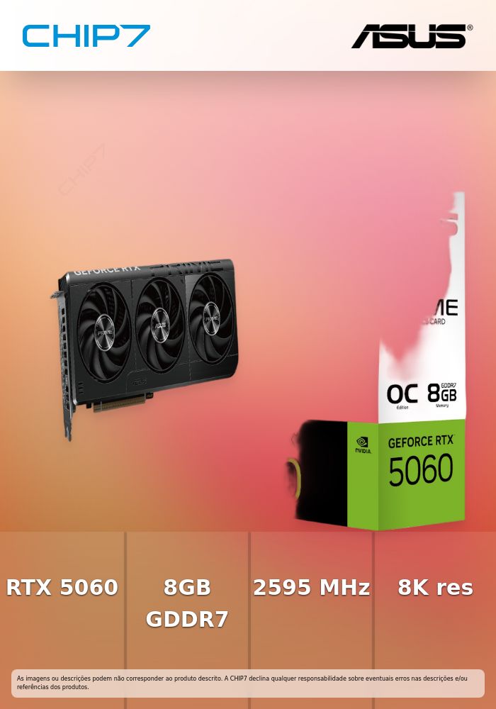 Placa Gráfica - Asus Prime GeForce RTX 5060 OC 8GB GDDR7