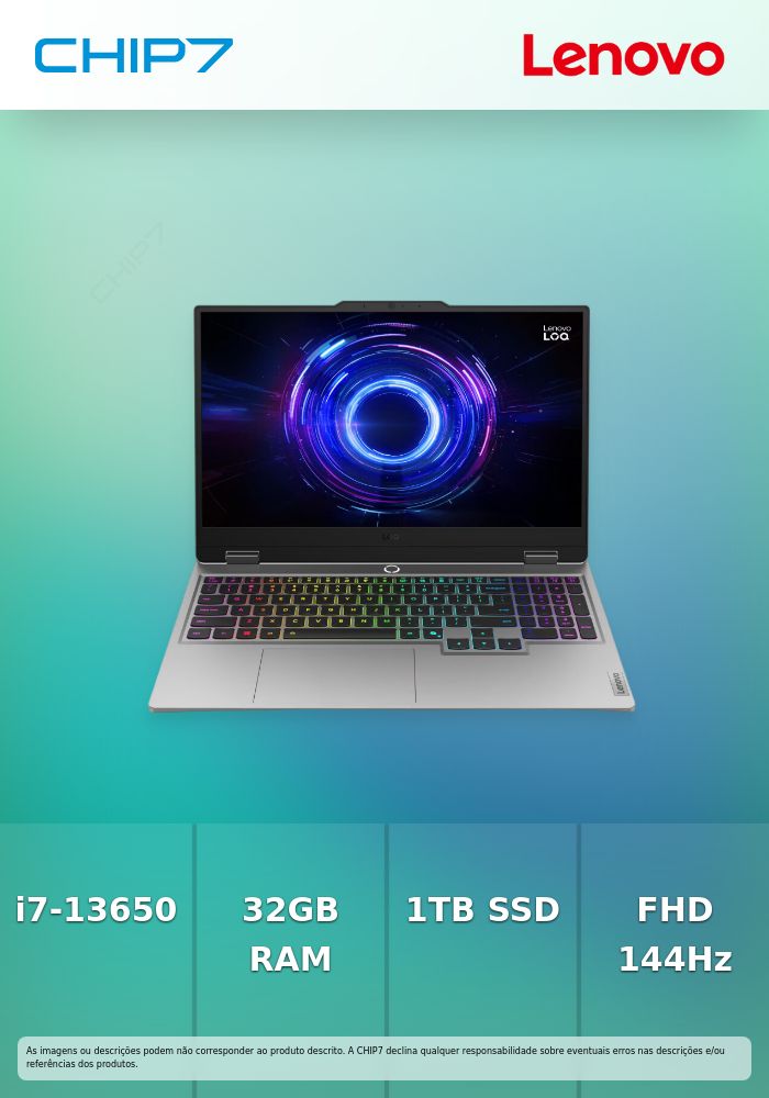 LOQ 15IRX10-309 - I7-13650HX, 32GB, 1TB SSD, 15,6