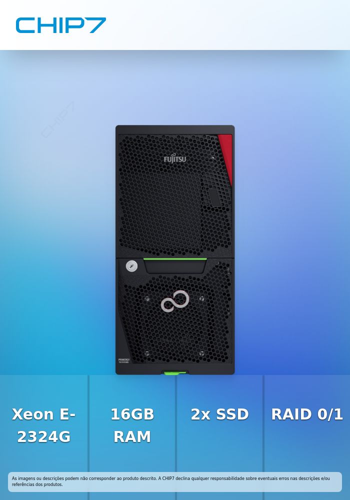 FUJITSU PRIMERGY TX1310 M5 XEON E-2324G 16GB 2X480GB SSD RAID 1YR