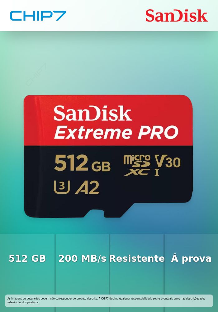 Cartão SanDisk Extreme Pro MicroSDXC UHS-I C10 U3 V30 512GB