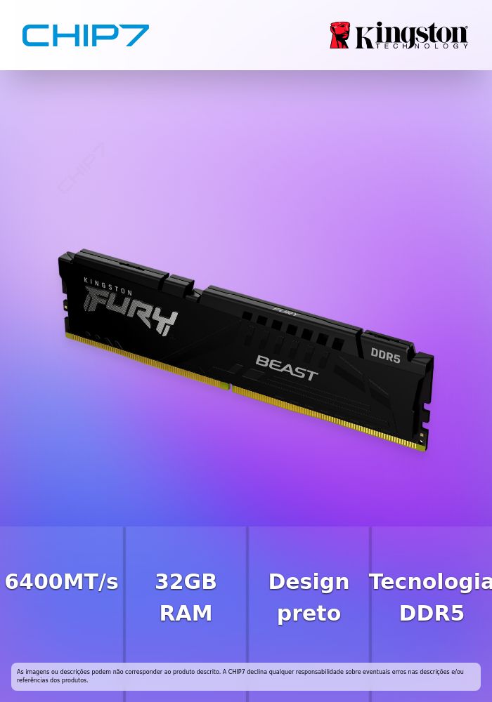 KINGSTON 32GB 6400MT/s DDR5 CL32 DIMM FURY Beast Black EXPO
