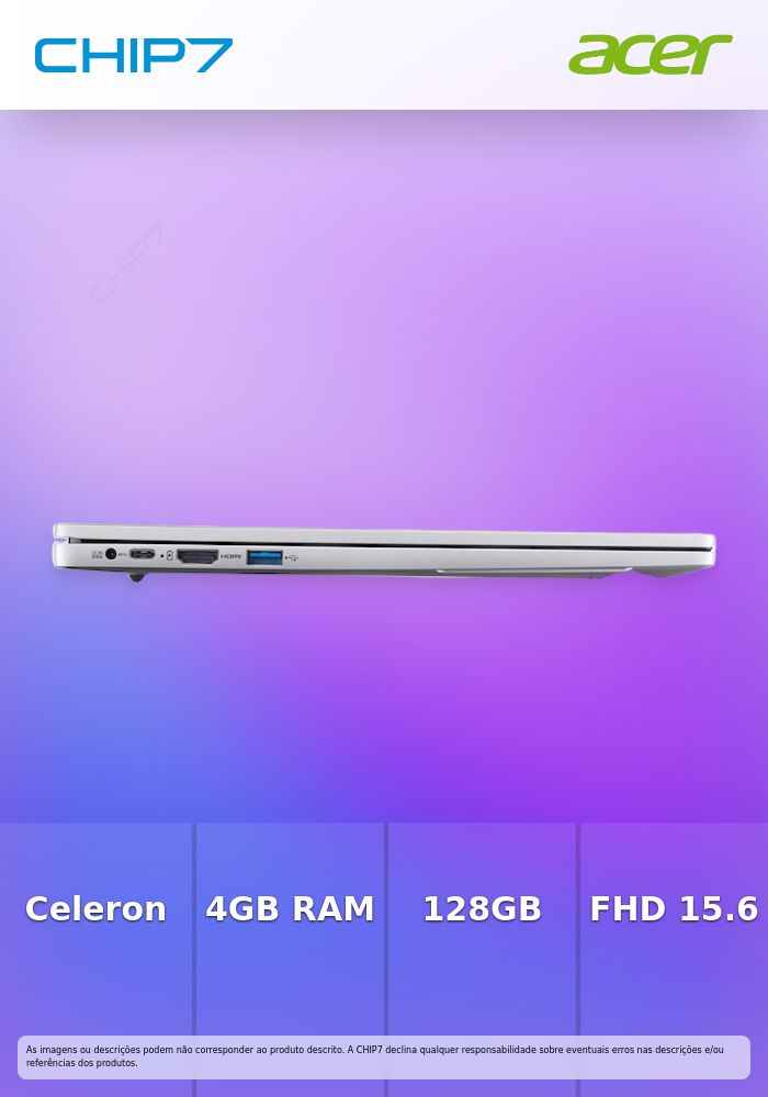 Portátil ACER - Intel Celeron N4500 / 4GB / 128GB / 15.6