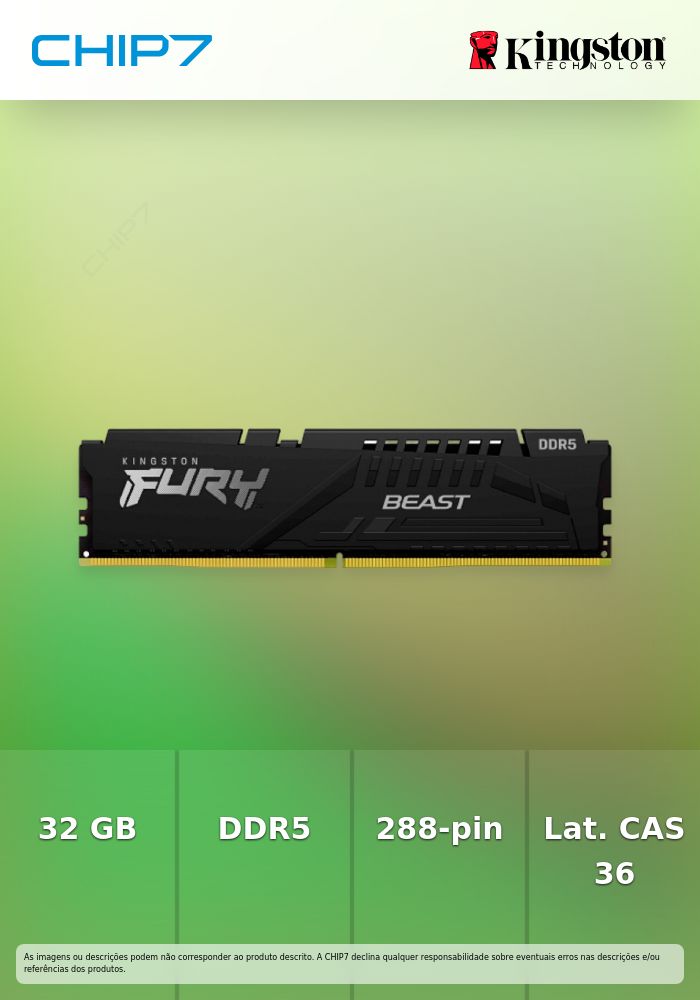 KINGSTON MEM 32GB 5600MT/s DDR5 CL36 DIMM FURY BEAST BLACK