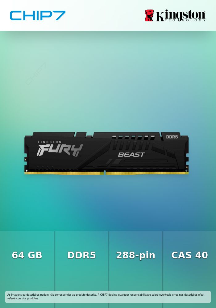 KINGSTON MEM 64GB 5600MT/s DDR5 CL40 DIMM FURY BEAST BLACK