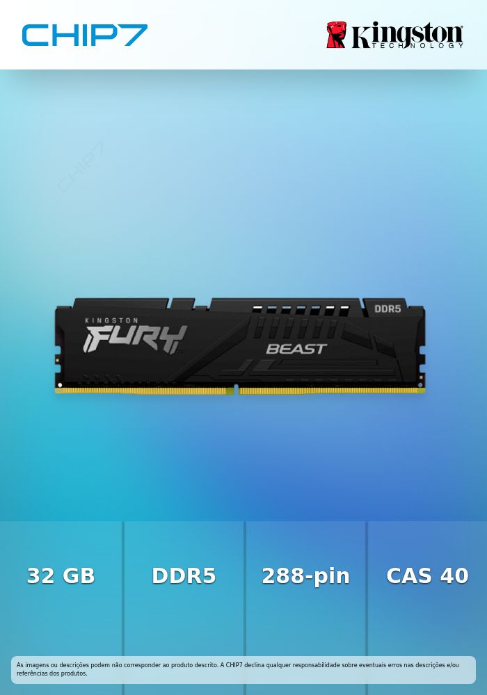 KINGSTON MEM 32GB 5600MT/s DDR5 CL40 DIMM FURY BEAST BLACK