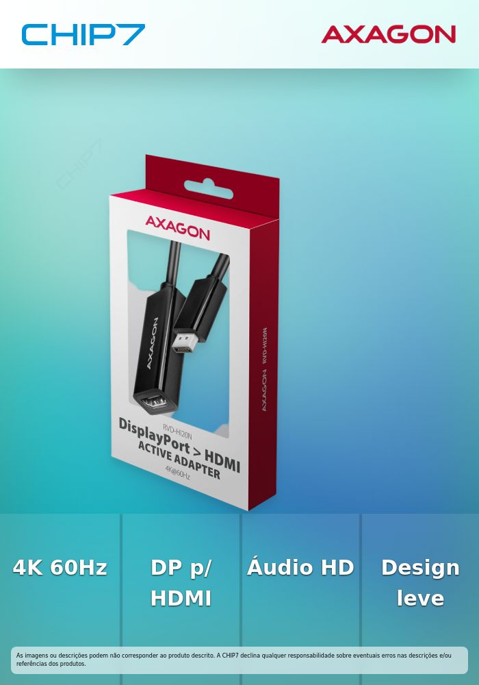 Adaptador Mini AXAGON RVD-HI20N DisplayPort para HDMI, 4K/60Hz
