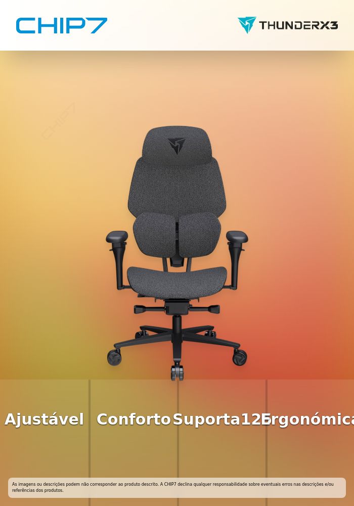 Cadeira Gaming Ergonomica ThunderX3 FLEX Pro, Apoio lombar 360 graus - Loft Dark Grey