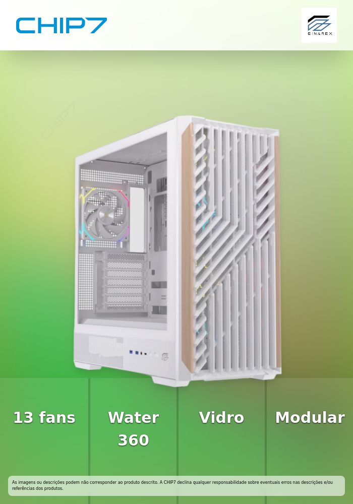 Caixa ATX EINAREX Pulse P800 RGB 4 Ventoinhas Branca - EXCS-PL-800R-W