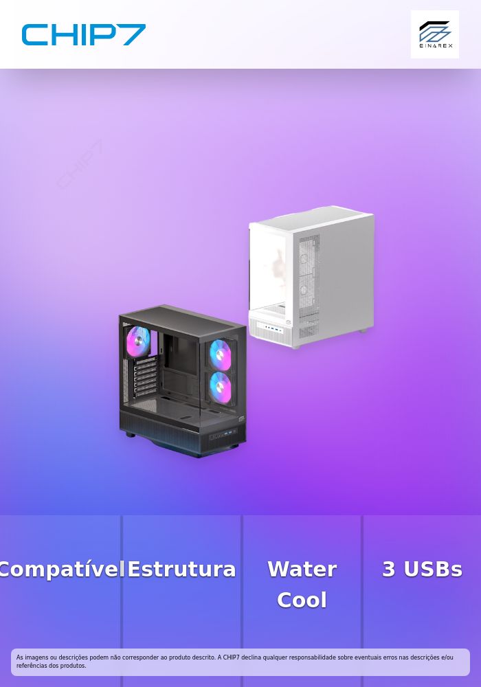 Caixa ATX EINAREX Prisma S500 RGB 3 Ventoinhas Branca - EXCS-PR-500R-W