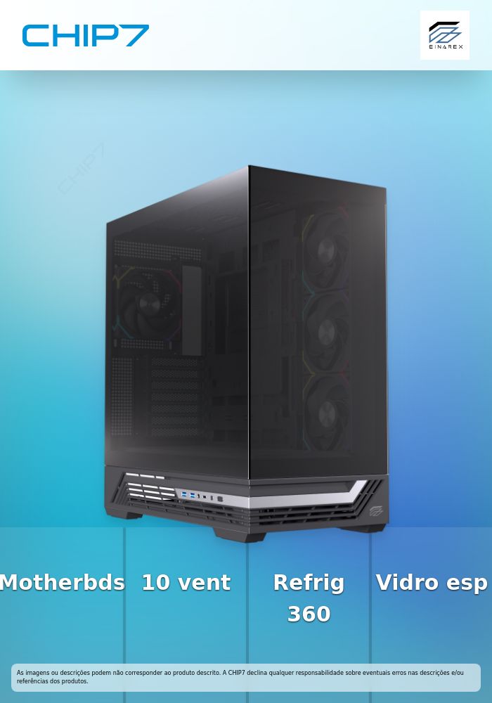 Caixa ATX EINAREX Prisma S800 RGB 4 Ventoinhas Preto - EXCS-PR-700R-B