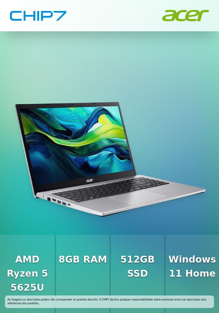 Portátil ACER Aspire GO 15 - AMD Ryzen 5 5625U / 8GB RAM / 512GB SSD / 15.6