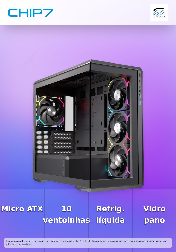 Caixa Micro-ATX EINAREX Zenith ZM800 RGB 4 Ventoinhas Preto -EXCS