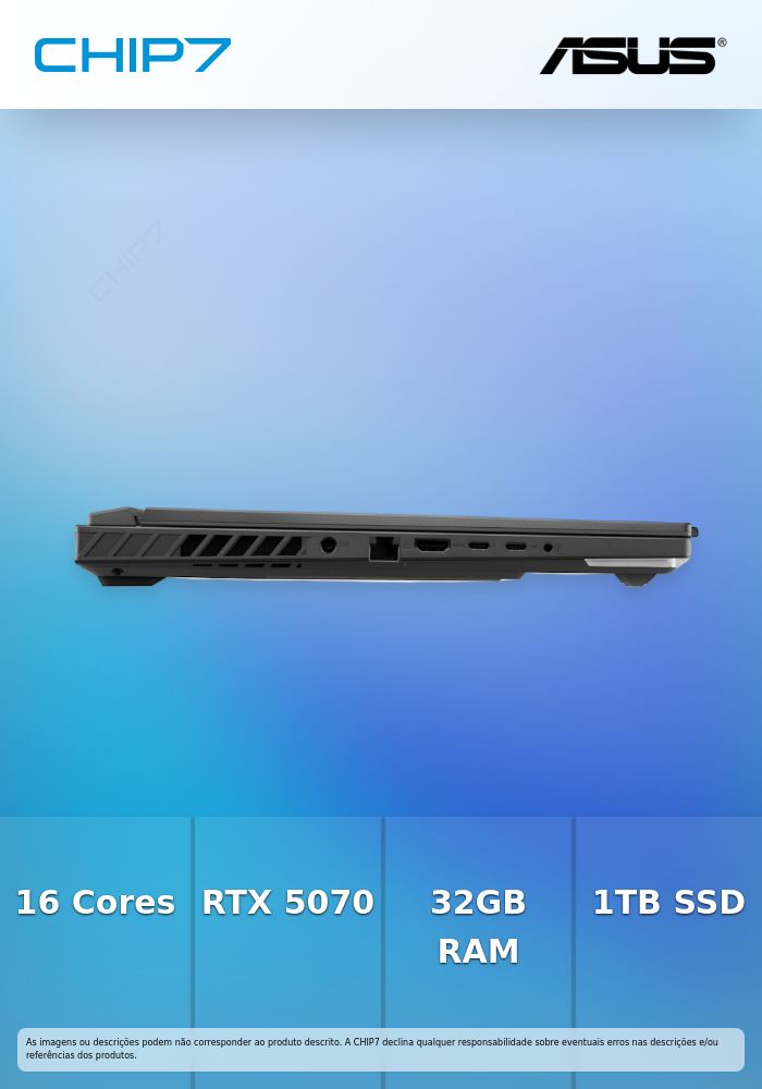 Portátil ASUS - AMD Ryzen 9 8940HX / RTX 5070 TI 12GB / 32GB RAM / 1TB SSD / 16