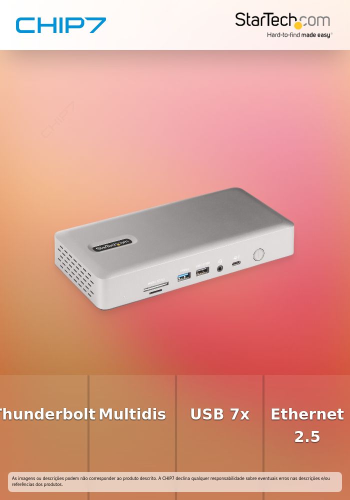 StarTech.com Thunderbolt 4 Multi-Display Docking Station, Quad/Triple/Dual Monitor Dock, 2x HDMI/2x DisplayPort, 7x USB Hub, 2.5 Gigabit Ethernet, 98W Power Delivery, for Windows/MacBook - TB4 Host Cable (132UE-TB4USB4DOCK) - Estação de engate - Thun