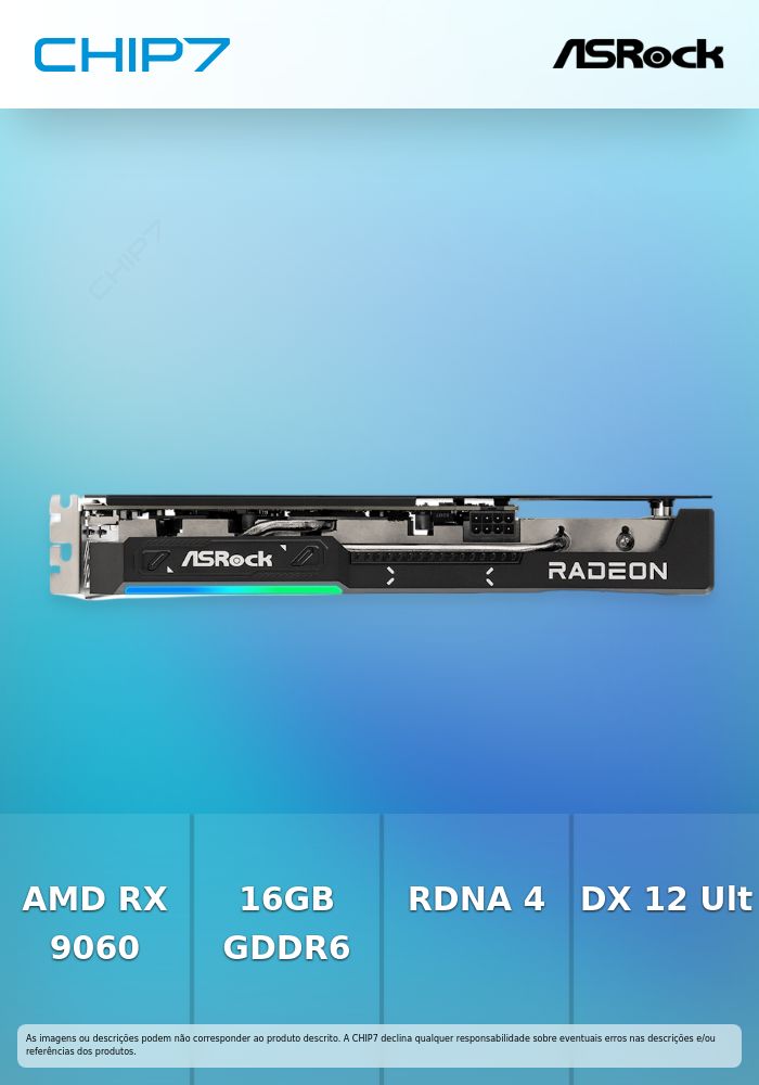 Placa Gráfica ASRock Radeon RX 9060 XT Challenger 16GB OC | CHIP7
