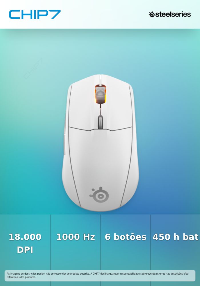 Rato Steelseries Rival 3 Gen2 18000DPI / Wireless / Bluetooth / Branco