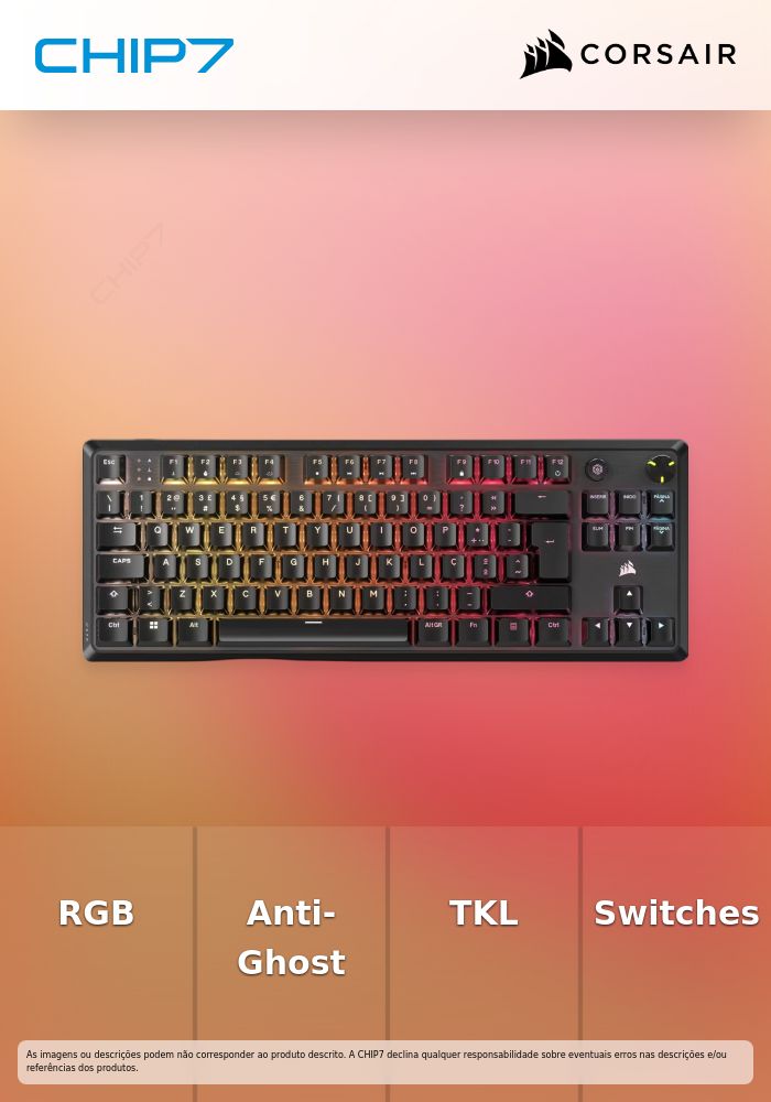 Teclado Mecânico Corsair K70 Core TKL RGB Switches MLX Red Preto (PT)