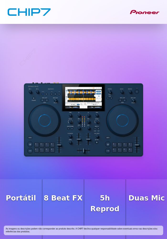 PIONEER SISTEMA TUDO-EM-UM PARA DJ PORTÁTIL OMNIS-DUO