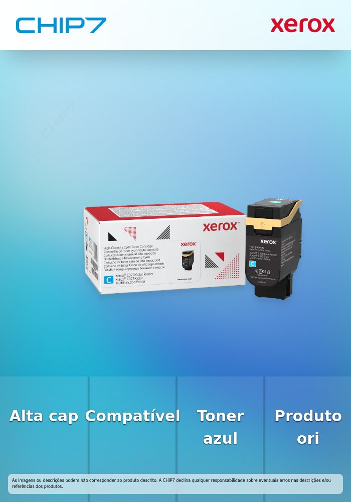Xerox - Alta capacidade - azul cyan - original - caixa - cartucho de toner - para Xerox C325